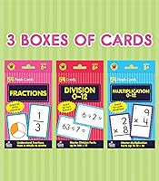 Vista 2 de Carson Dellosa - Tarjetas flash de división, fracciones y multiplicación, 3 juegos de tarjetas didácticas, juegos de matemáticas para niños de 8 a