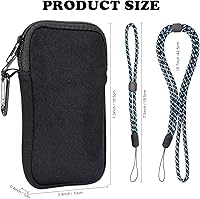 Vista 6 de Pwsap Calcetín para teléfono, bolsa de neopreno universal resistente a golpes e impactos con mosquetón y correa de cordón, funda para senderismo