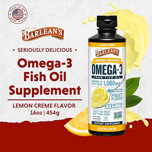 Miniatura 3 de Barleans Lemon Creme Omega 3 - Suplementos de aceite de pescado  1080 mg de EPADHA para salud cerebral corazón articulaciones e inmunológica sin OMG