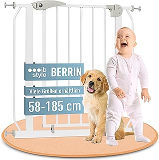 IB STYLE Treppenschutzgitter für Babys Berrin - Türschutzgitter, Absperrgitter, Kinderschutzgitter, zum Klemmen,Ohne Bohren, Weiß, 75-85 cm
