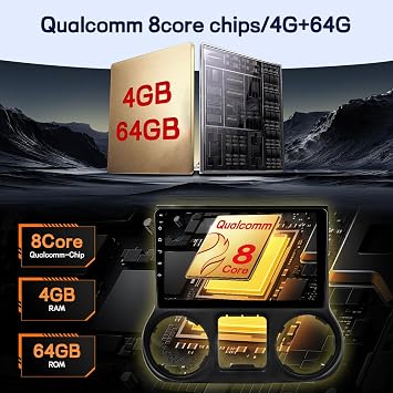 8 Core 4+64G Qualcomm Radio for Jeep Wrangler 2011 2012 2013 2014, Android Wrangler Car Stereo 10.1 inches Touch Screen/Carplay/Android Auto/Bluetooth 5.1/SWC/FM RDS