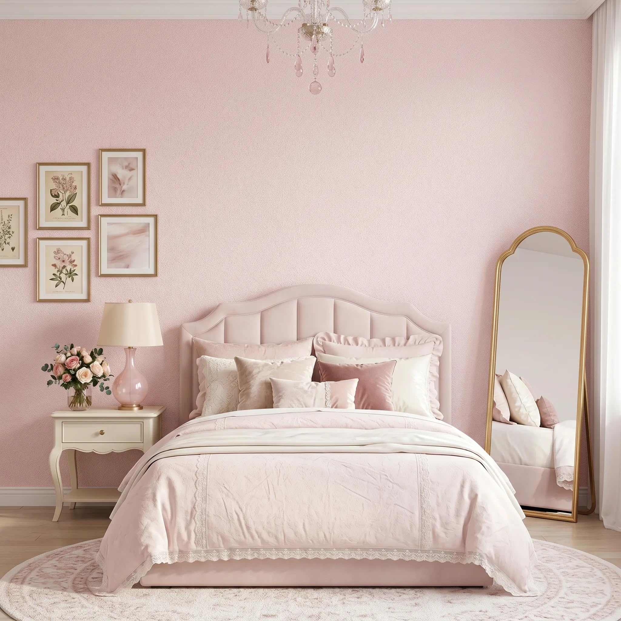 Camiraft Self Adhesive Wallpaper Pink Wallpaper 50 * 280cm 3mm Thick Peel and Stick Wall Paper Thermal Insulating Wall Covering for Hot/Cold Walls Easy to Install Wall Paper for Bedroom Living Room