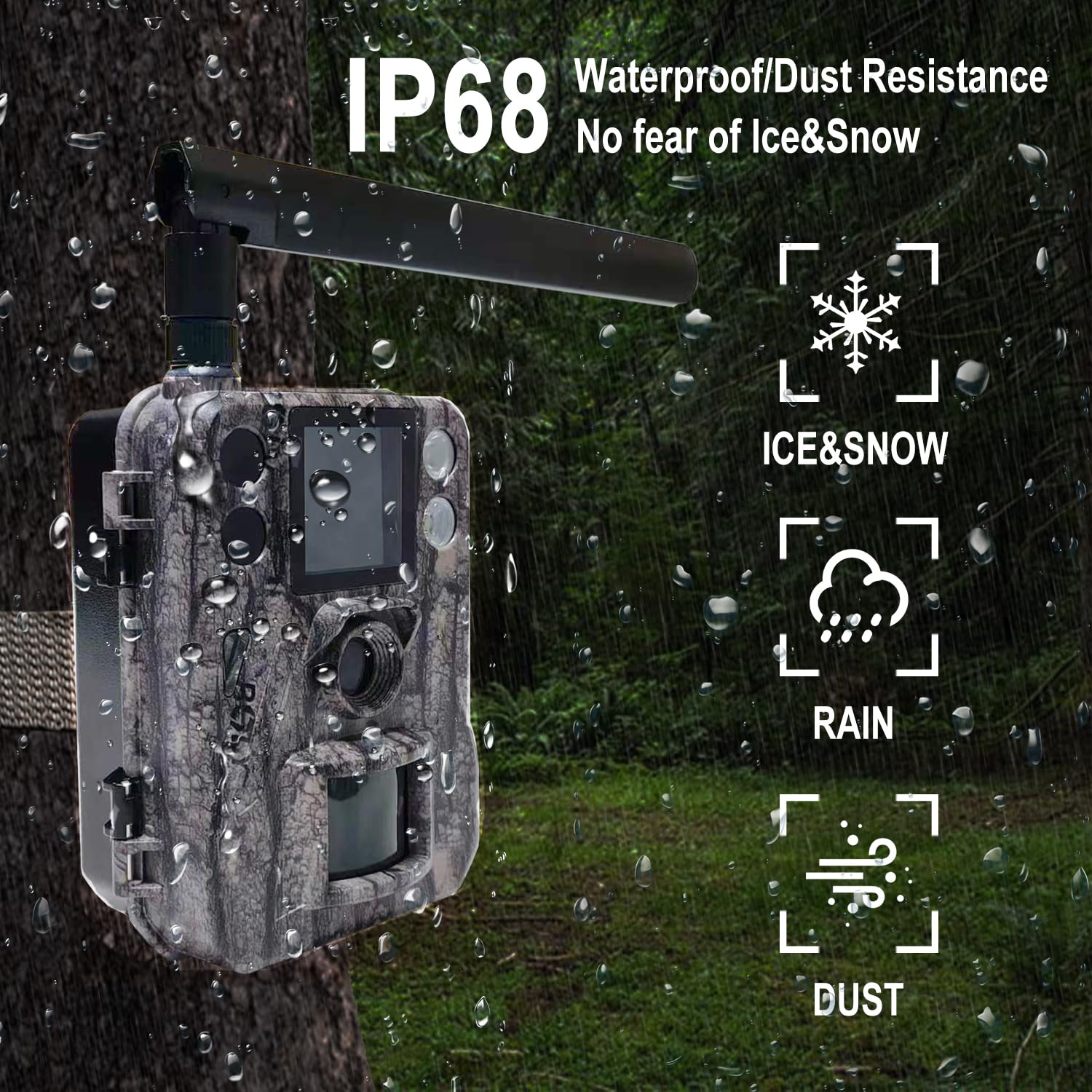BolyGuard Wildkamera Full HD 4K 4G 37MP Fotofalle 940nm Schwarz IR Kein Glanz IP68-Schutzklasse Überwachungskamera Wildtierbeobachtung Einfache Bedienung Keine Taste Einschalten,um Foto zu Machen