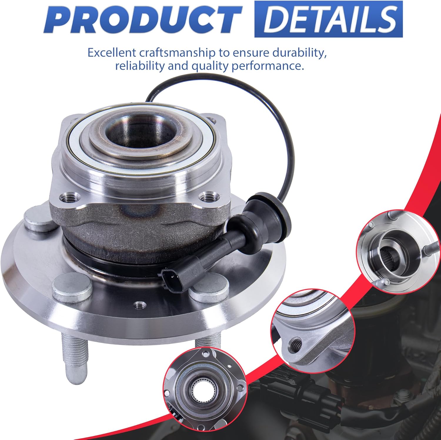 2PCS 512440 Rear Wheel Hub Bearing Assembly 5 Lugs w/ABS Compatible for 2010-2017 Chevy Equinox/ 2010-2017 GMC Terrain