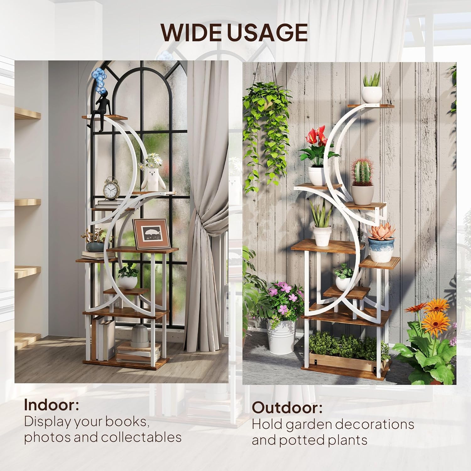 8-Tier Corner Plant Stand with S-Shaped Design