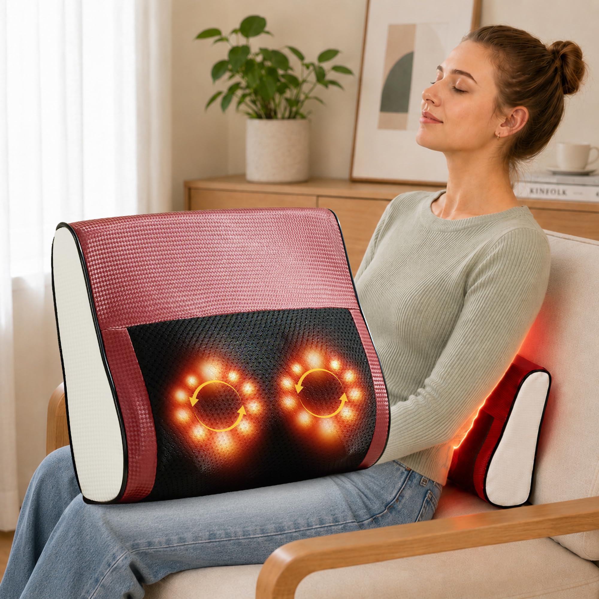 Real Relax Shiatsu 3D-Massagekissen mit Wärmefunktion für Nacken, Rücken & Lenden – Elektrisches Massagegerät für Zuhause, Geschenk für Männer und Frauen