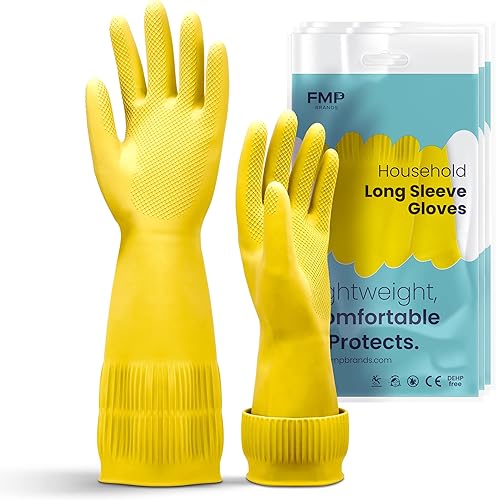 FMP Brands 361260 pares de guantes extra largos para lavar platos, guantes de goma de 15 pulgadas para lavar platos, guantes de limpieza