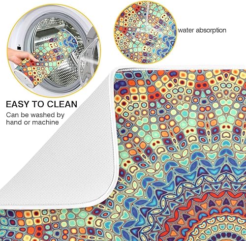 Vista 137 de Daisy On Old - Tapete de secado de platos de madera para encimera de cocina, tapete de secado de madera turquesa de 18 x 24 pulgadas con tapete