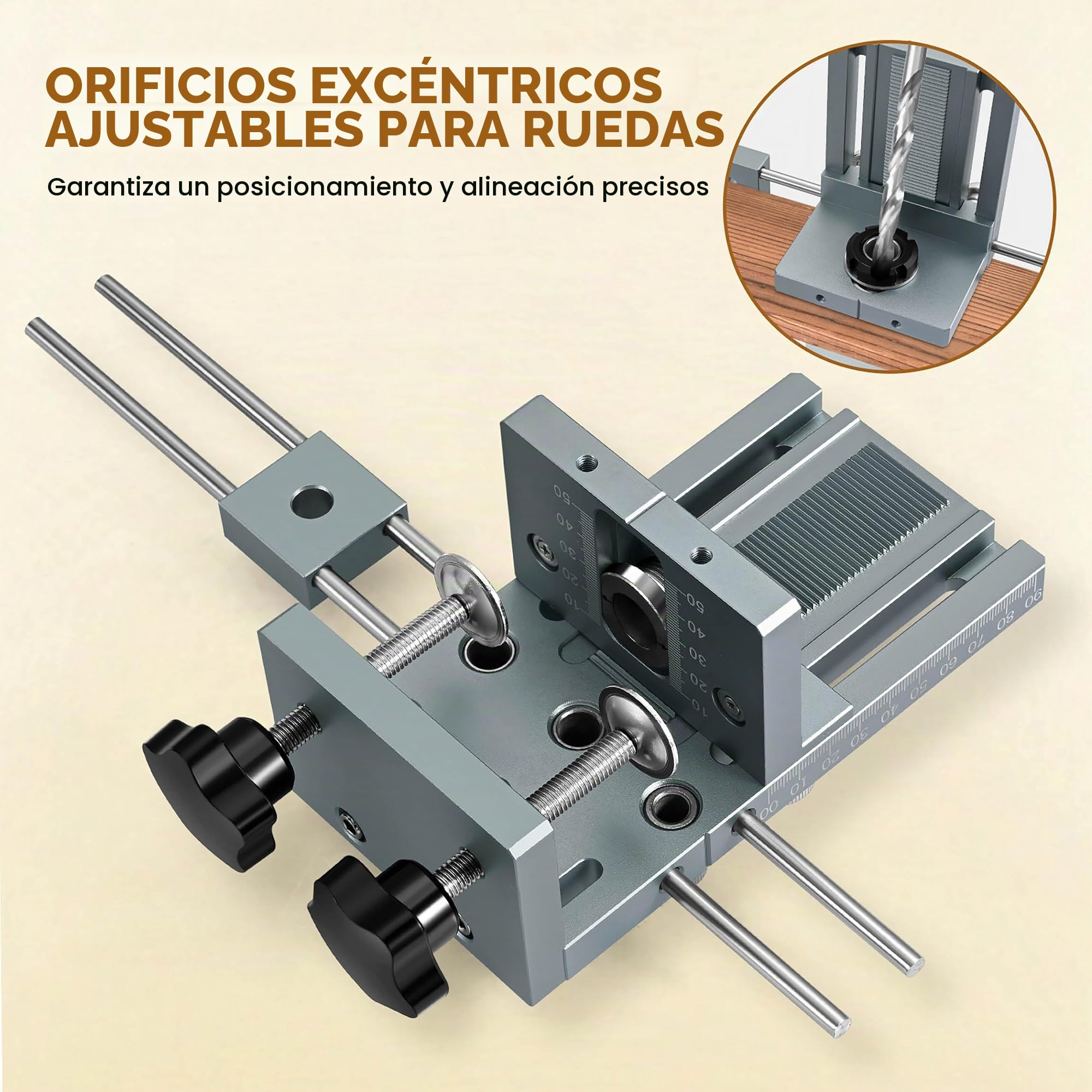 Guía de Taladro para Herramienta 6/8/10 mm 3 En 1, con Pinza de Posicionamiento Perforadora de Guía de Perforación Ajustable, Kit de Guía de Brocas con Varilla de Extensión de 300 mm(XL)