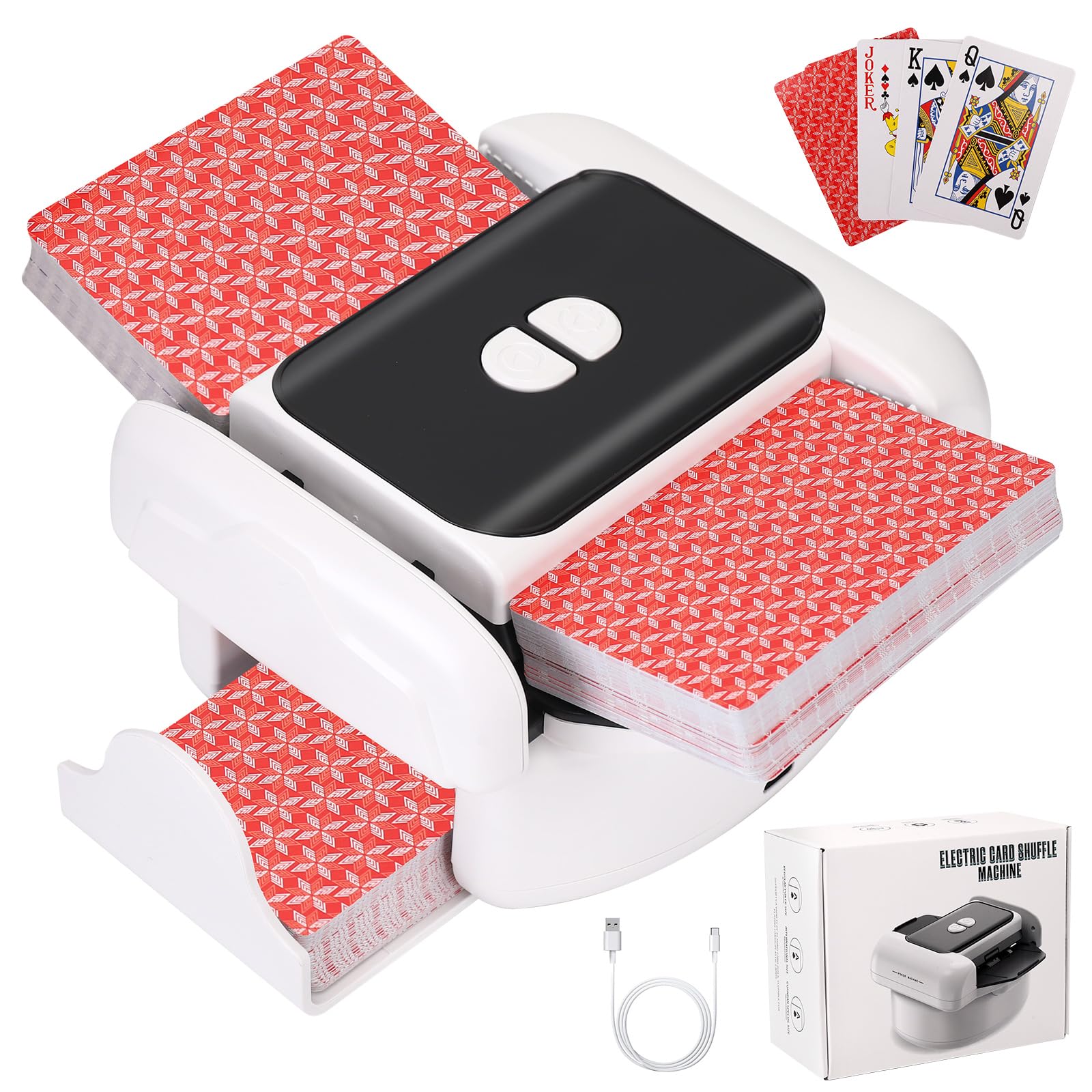 Barajador Automático De Cartas Con Modo Manual Y Automático – Recargable USB, 2600 MAh, Compatible Con UNO, Poker, Blackjack Y Más