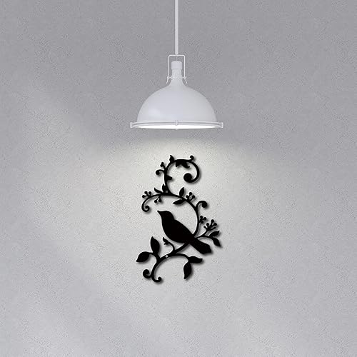 Miniatura 7 de CREATCABIN Decoración de pared de pájaro de metal con diseño de pájaros en la rama, letreros de pared de hierro para colgar, adorno de metal, hojas