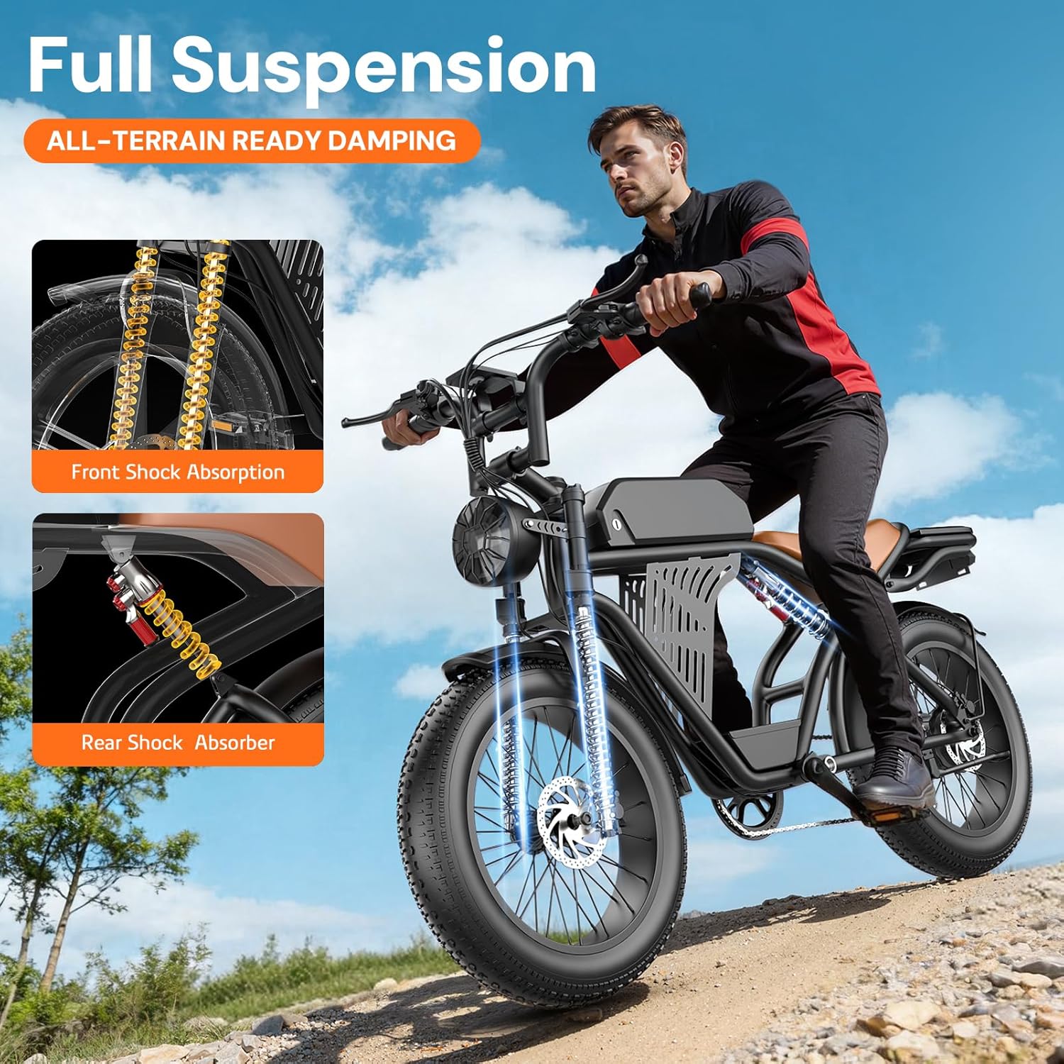 Electric Bike for Adults, 2000W Peak 30MPH 48V/25AH E-Bike,65 Miles Electric Motorcycle with NFC & Password Unlock, UL2849 All Terrain E Dirt Bike for Mountains, Snow, Sand, Road
