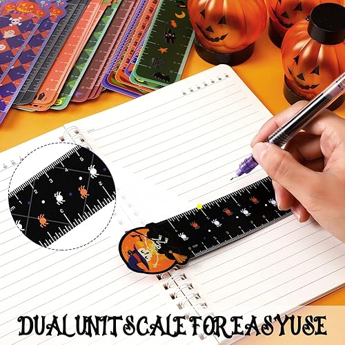 Miniatura 2 de Teling 50 marcapáginas de Halloween con reglas de Halloween para niños, de dibujos animados, fantasma, calabaza, con impresiones temáticas