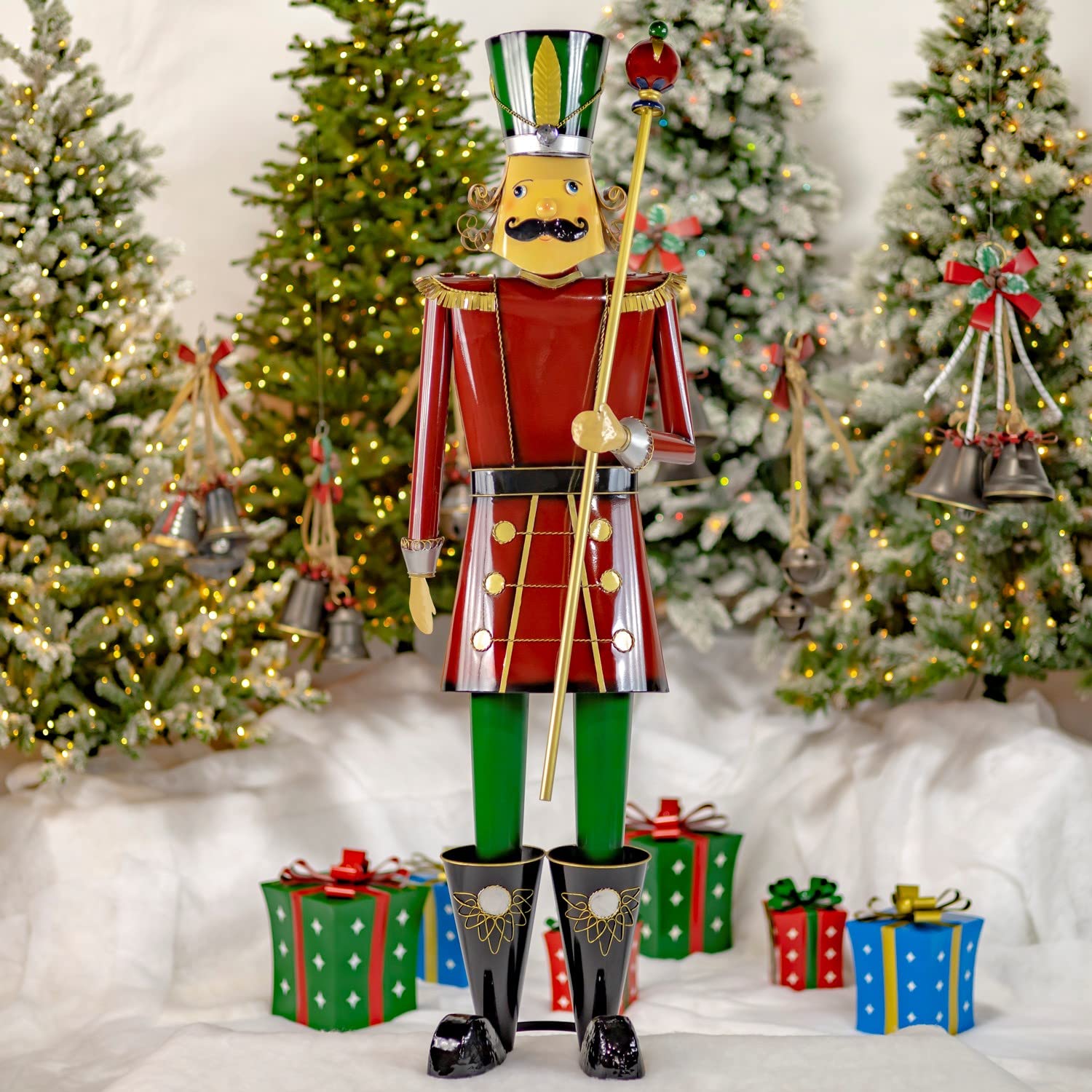 Zaer Ltd. 5ft Tall Metal Christmas Holiday Nutcrackers Soldiers (Red Conductor Henry)