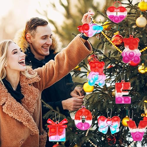 Miniatura 6 de 24 llaveros para el día de San Valentín con 24 tarjetas de felicitación llavero de corazón para la ansiedad juguete sensorial para aliviar el estrés