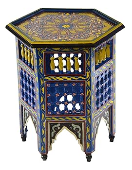 ヴィンテージ　MOROCCAN side table Moroccan Hexagonal Side Table with Bone Inlay & Brass Nail