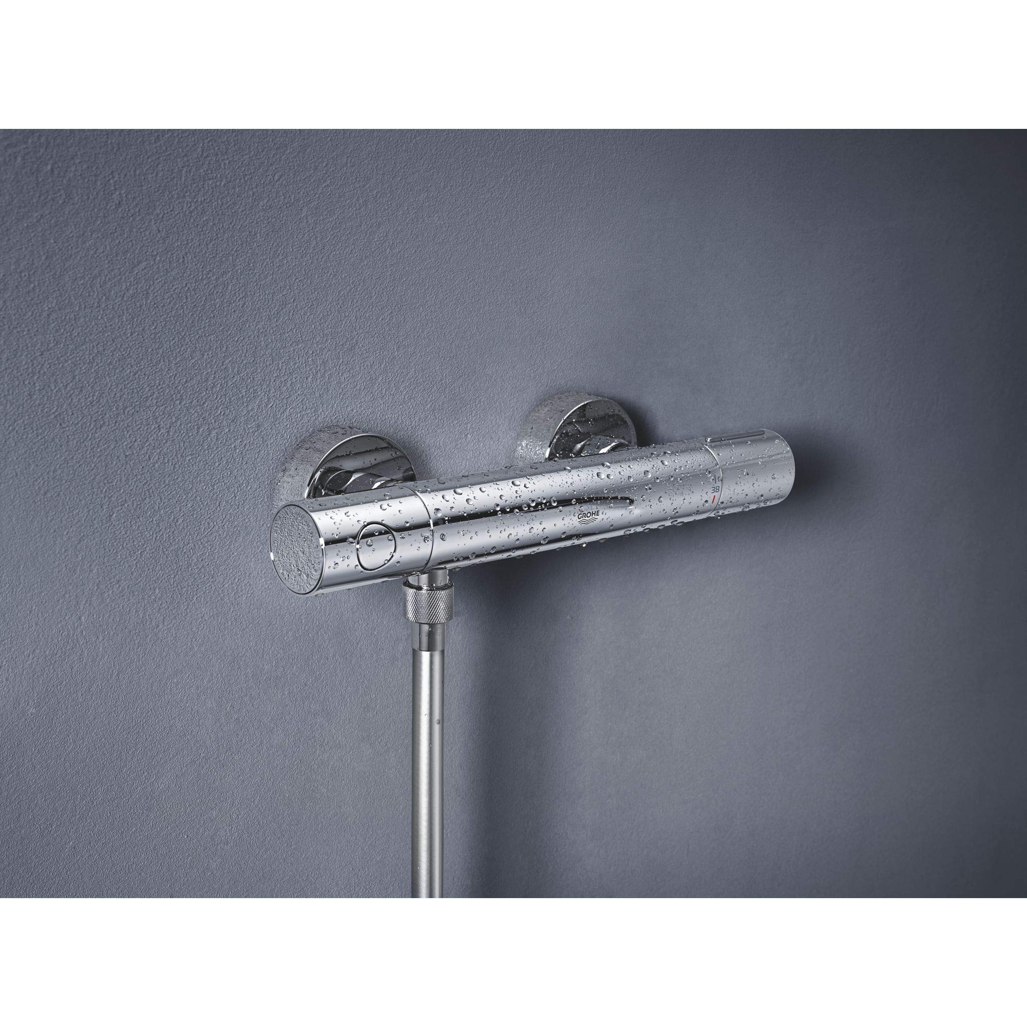 GROHE QUICKFIX, Precision Get, Miscelatore termostatico per doccia, con tecnologia Water Saving, blocco sicurezza 38°, Cromo, 34773000