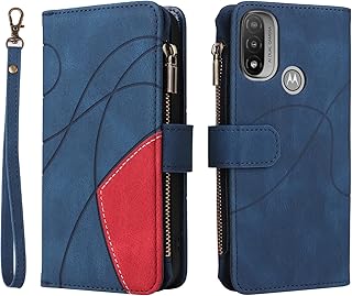 Motorola Moto E20 / Moto E30 / Moto E40 Wallet Case 6.5", 9 Card Slots 1 Zipper Pocket Leather Shell Flip Phone Case with Magnetic Stand Shockproof Protective Case for Moto E20 / E30 / E40, Blue