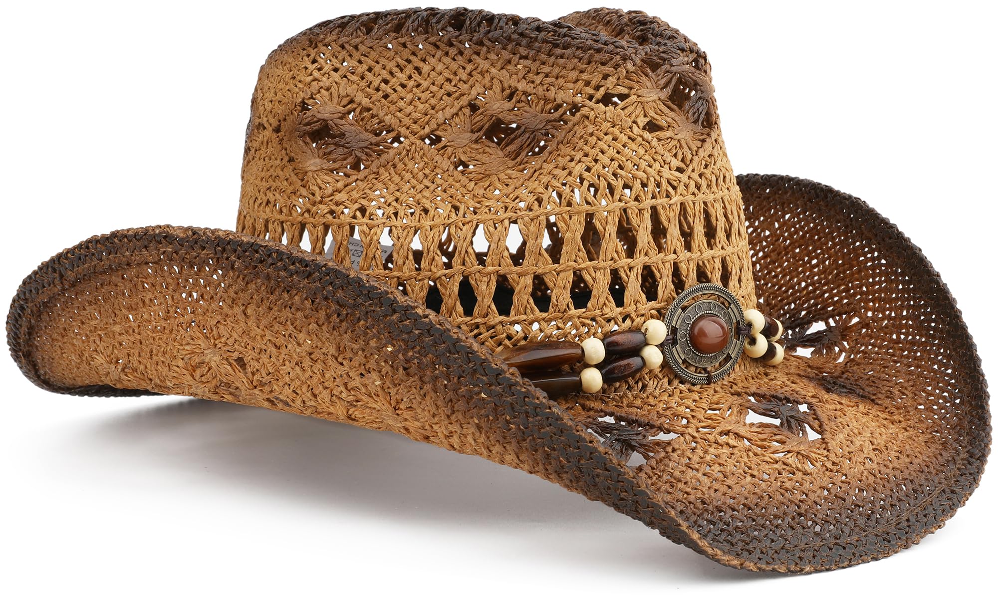 Cappello da cowboy in paglia per donne e uomini con tesa larga modellabile cappello da cowgirl