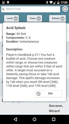 5th Edition Spell List