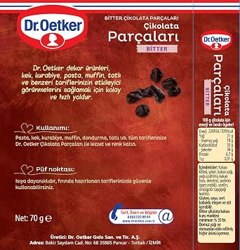 Dr. Oetker 70g Bitter - Çikolata Parçaları (Dekor)