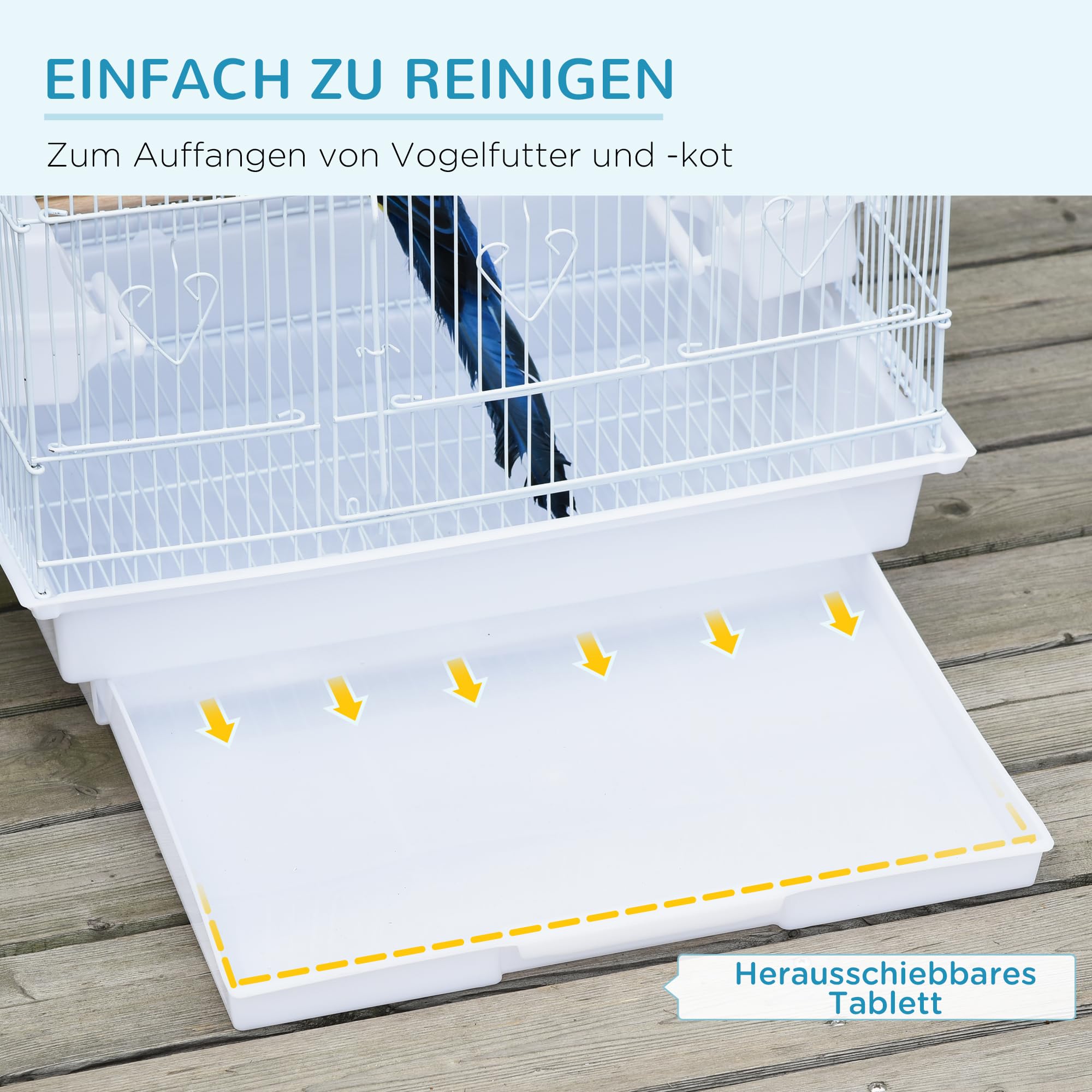 PawHut Vogelkäfig Vogelhaus Vogelvoliere Wellensittich Vogelbauer mit ausnehmbarer Bodenschale Weiß 47,5 x 36 x 91 cm