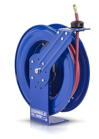 Coxreels Heavy-Duty Self-Retracting Air/Water Hose Reels, 1/2" Hose ID, 50 Length