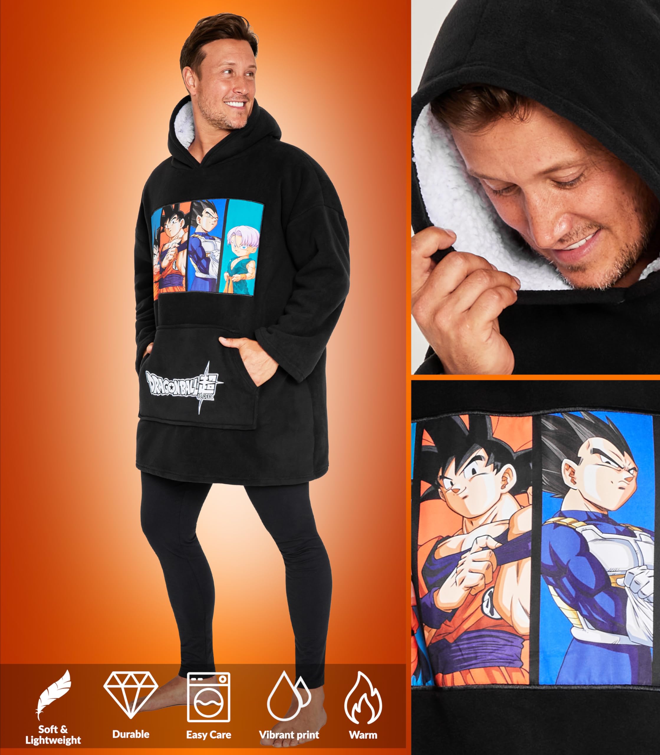 Dragon Ball Z Męski sweter w kratę Ponadgabarytowa bluza polarowa Męska Poncho Manga Jeden rozmiar dla dorosłych Nastolatki
