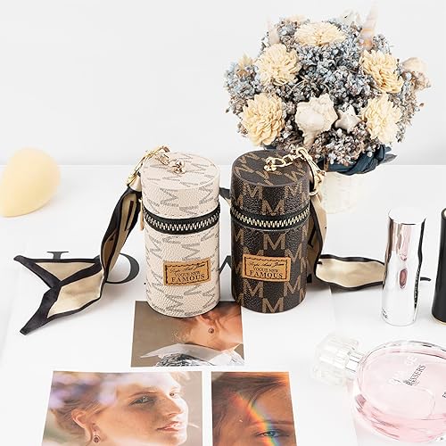 Miniatura 5 de Adorila Paquete de 2 llaveros para lápiz labial, organizador de lápiz labial de cuero para monedero, esmalte de uñas, mini estuche para lápiz