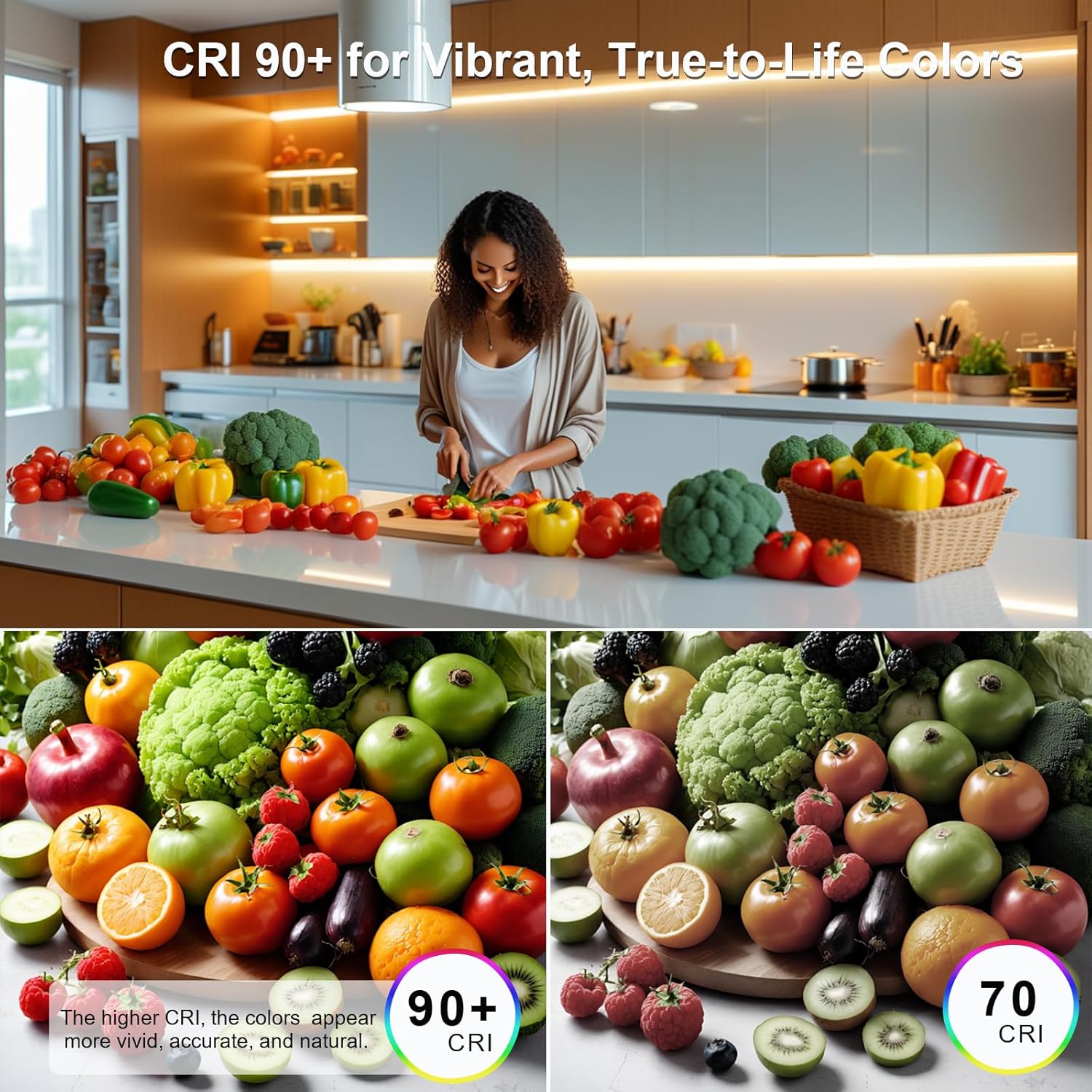 JOYLIT Waterproof LED Light Strip Diffused 3000K, UL PRO+ 16.4FT 24V Tape Lights 1006 LM/FT, CRI 90+, Invisible LEDs, Continuous Glow, 6MM Height Bright Warm White Neon Rope Light Task Lighting