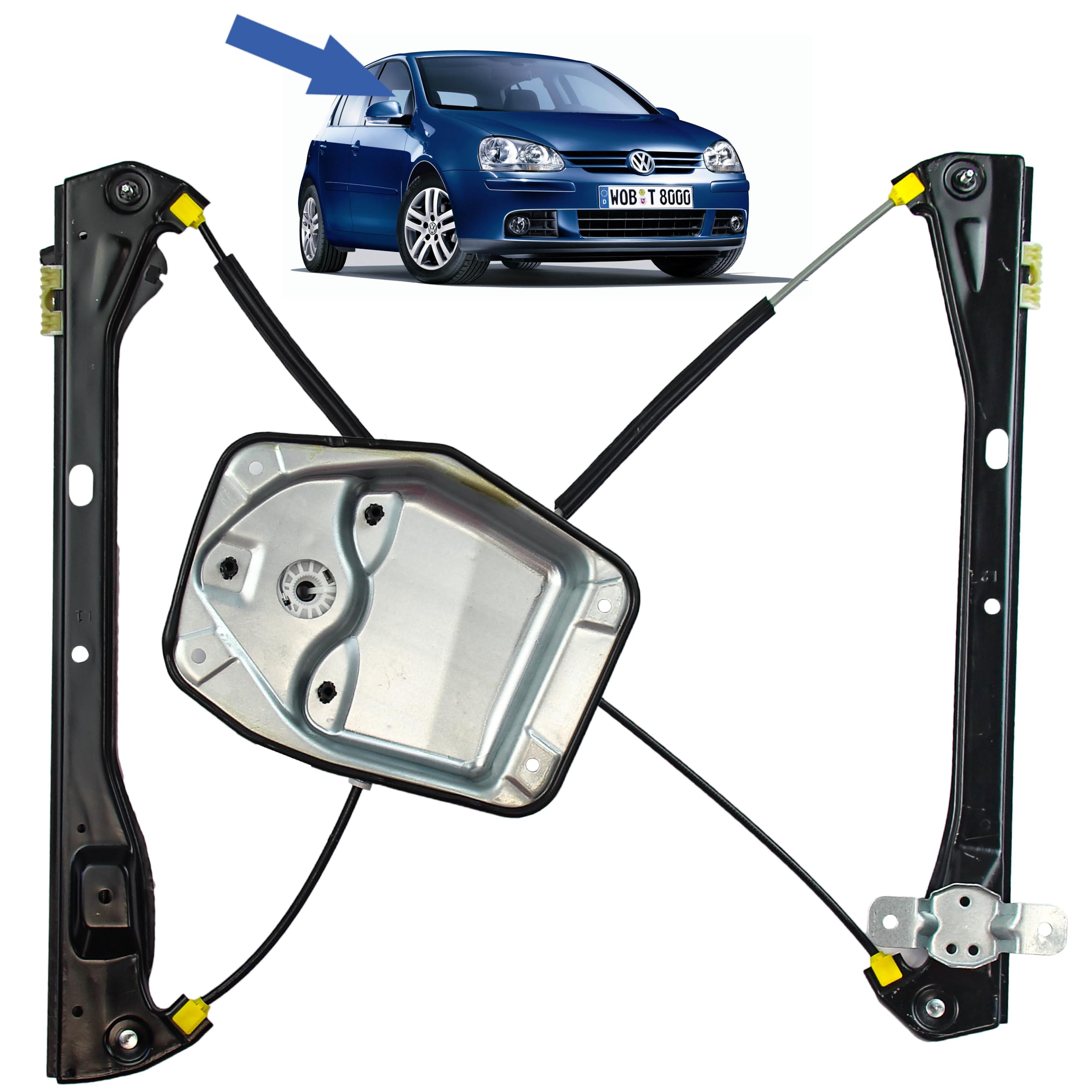 STARKIT PERFORMANCE Elevalunas compatible para Golf 5 (5 puertas) y Jetta 3 (2003-2010) DELANTERO DERECHO (pasajero) 1K4837462B, 1K5837462B, 1K4837462A