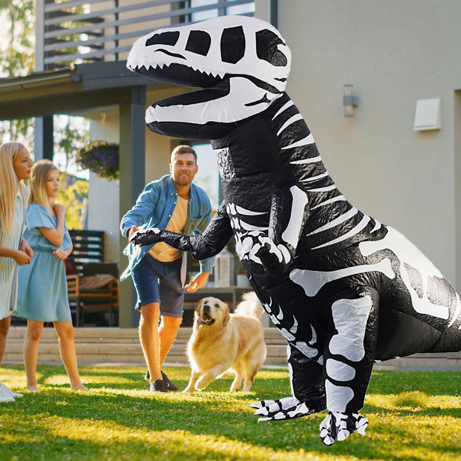 Inflatable Dinosaur Costume for Adult and Kid,Blow Up Dinosaur Costume for Halloween Cosplay Party,Fancy T-rex Costume Outfit