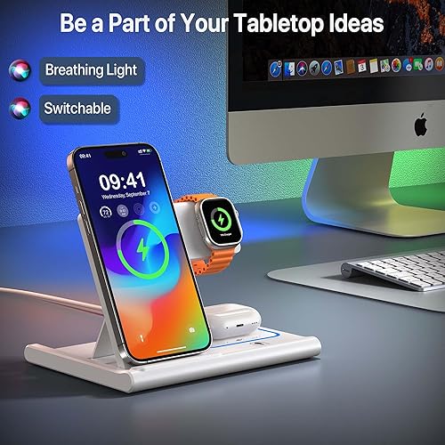 Miniatura 3 de Cargador inalámbrico, estación de carga inalámbrica 3 en 1 para múltiples dispositivos, soporte de carga inalámbrico para iPhone 15 14 13 12 11