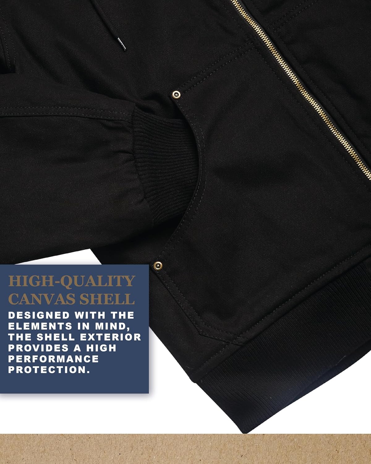 Bass Creek Outfitters Mens Canvas Jacket - Heavy Duty Cotton Sherpa Lined Zip Up Duck Work Jackets for Men (Sizes M-XXL) - Image 6