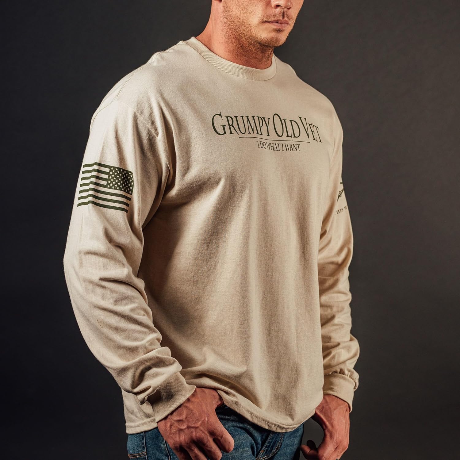 Grunt Style Grumpy Old Vet Long Sleeve T-Shirt - Military Green