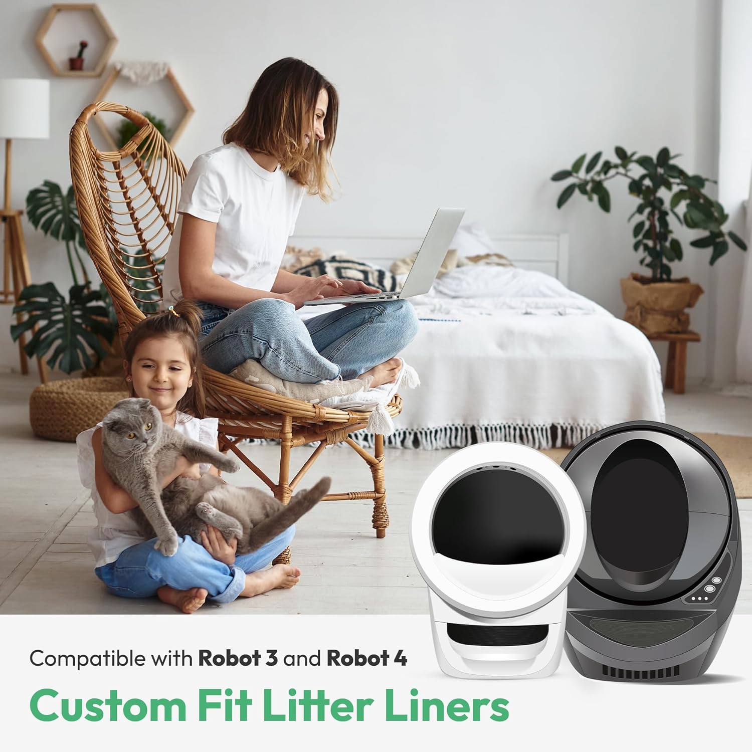 Waste Bags, Compatible with Litter Robot 4/5/3, 150 Pack Liners for Self Cleaning Litter Box, 9-11 Gallon Capacity, Pre-Separated, Transparent, Replacement Cat Litter Bags