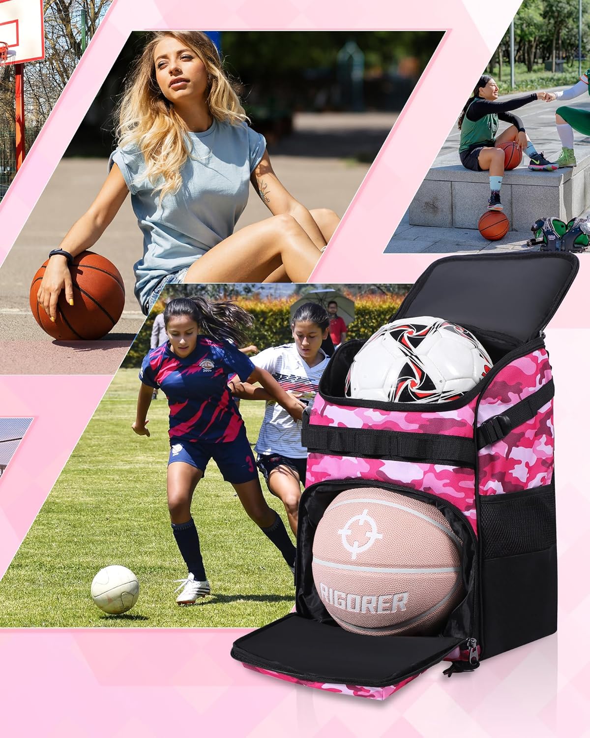 Basketball Backpack Women Fit Soccer Volleyball Baseball Football Sports Backpack Training Equipment Bag for Team