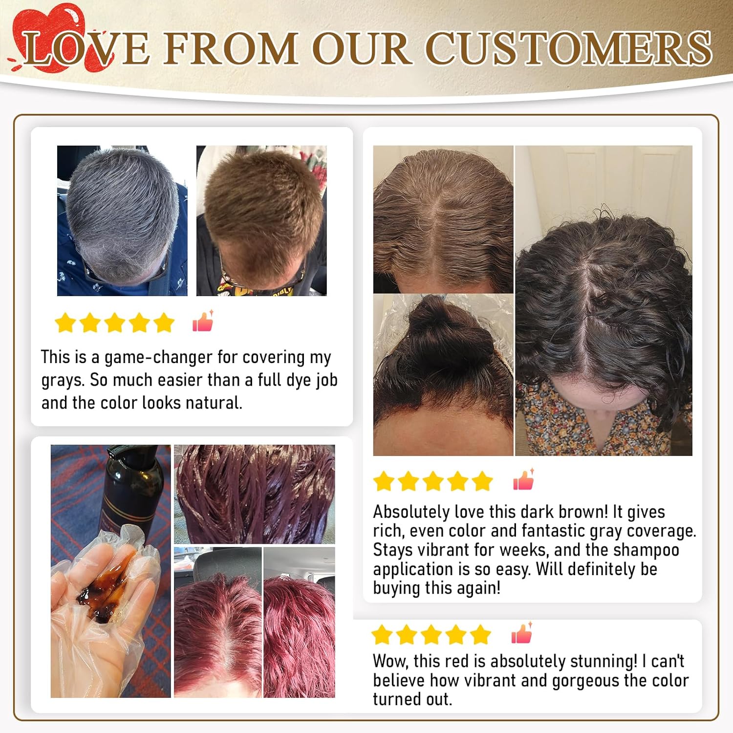 Chestnut Brown Hair Dye Shampoo 3-in-1, Instant & Long-lasting Hair Color Shampoo in Minutes, Gray Hair Coverage for Men & Women, Natural Shampoo Hair Dye for All Hair Types - Image 6
