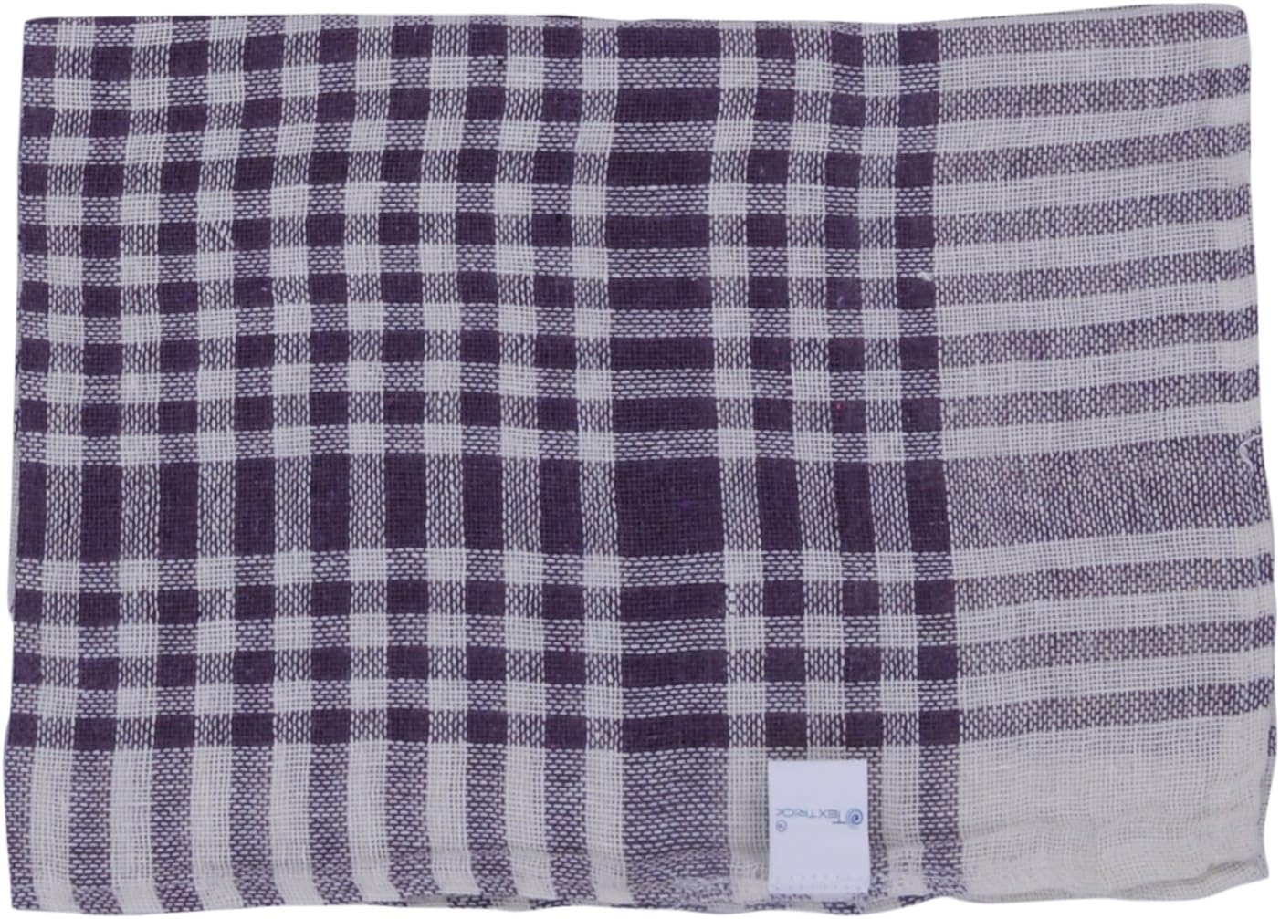 Textrick Cotton Checkered Cleaning Cloths Pack of 12 (White and Purple)