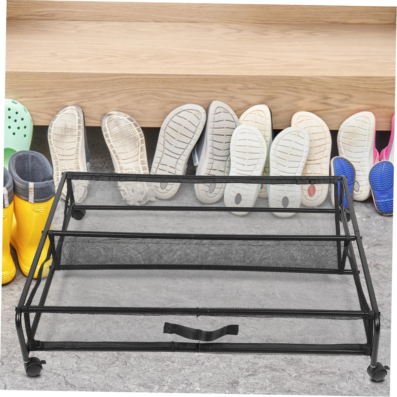 MAGICLULU Contenitore Sottoletto con Ruote, Scarpiera in Ferro con Rete Traspirante, Facile da Montare, per Scarpe e Oggetti Sotto Letto