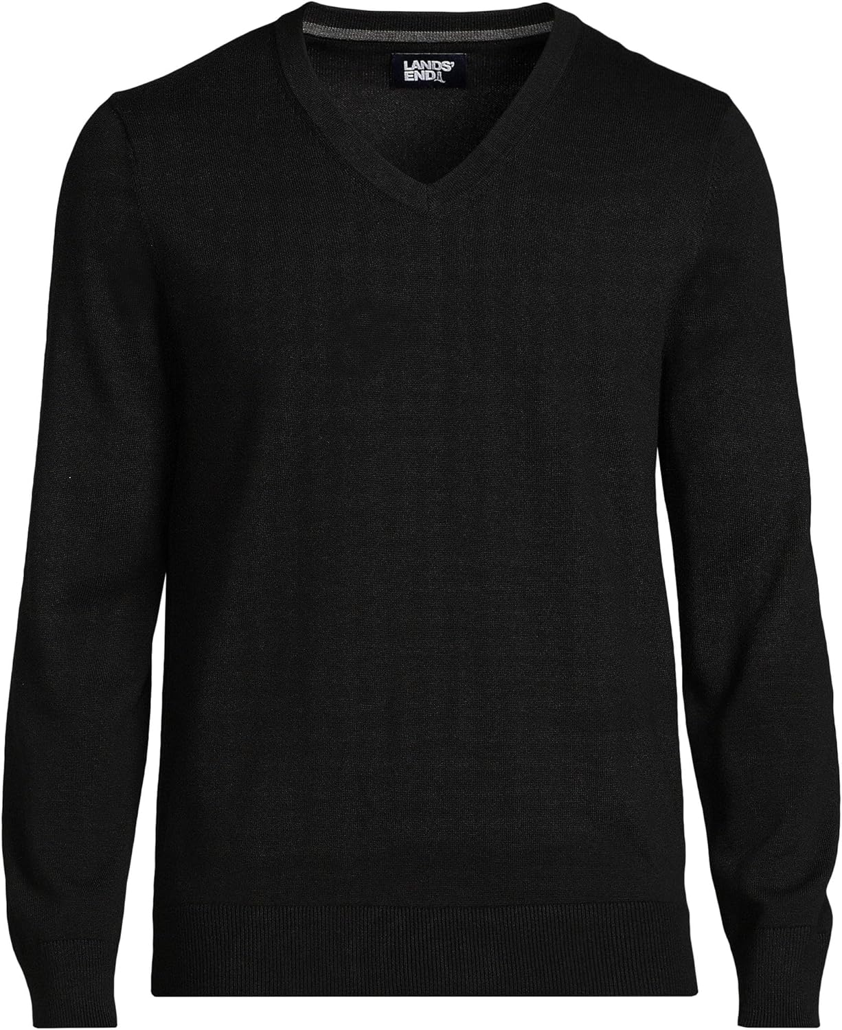 Lands' End Men's Fine Gauge Cotton V Neck Sweater - Image 3