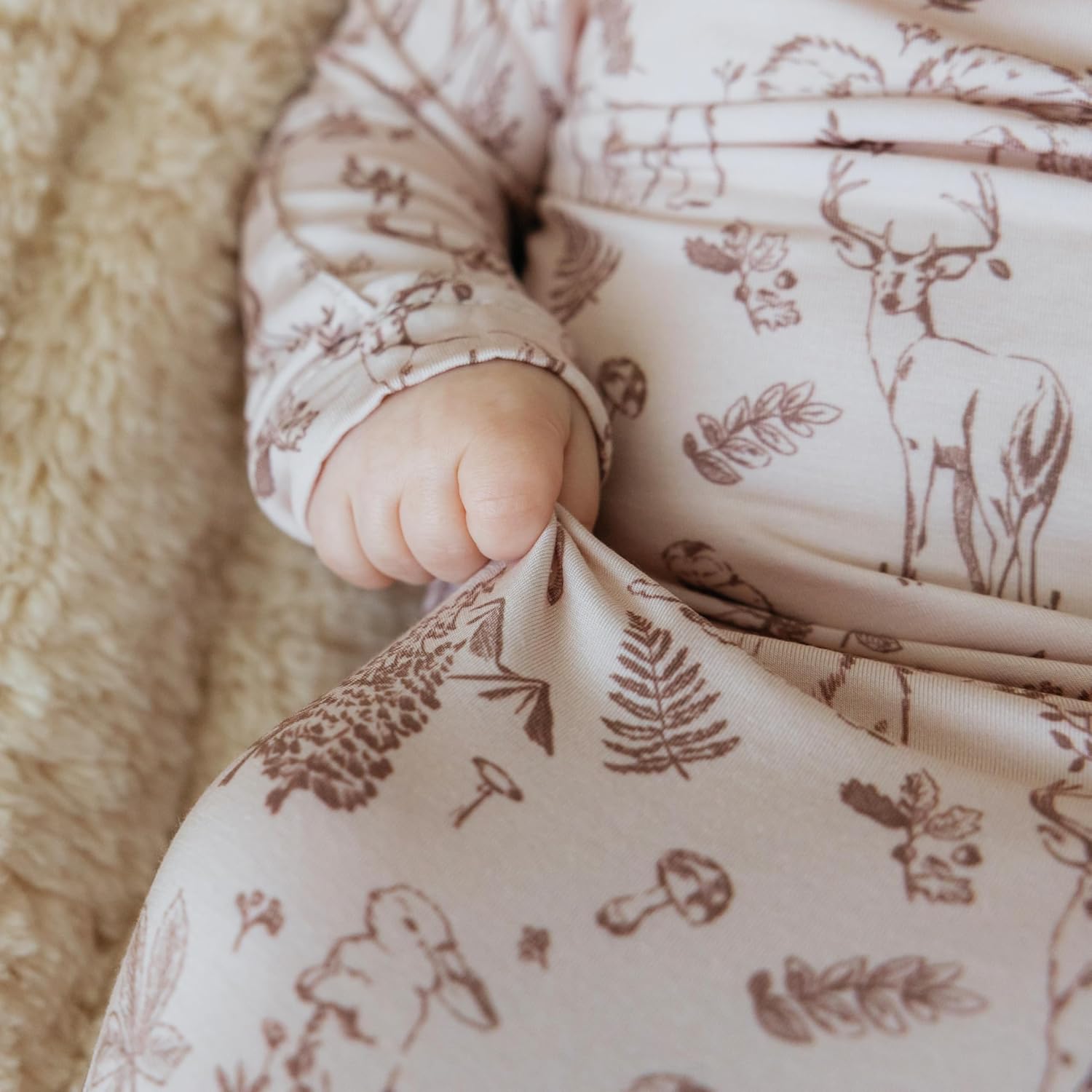 Sorrel + Fern Baby Gown – Super Soft Knotted Gown with Bottom Tie and Hand Mittens – For Baby Boys and Girls, Infant, Newborn - Image 4