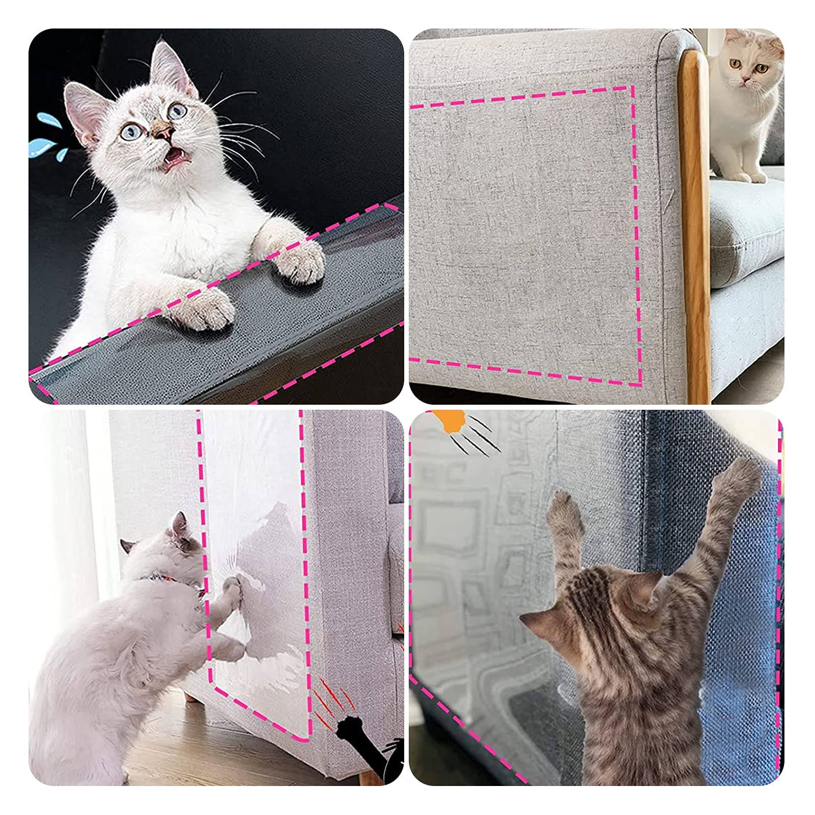 ACAREY Protector de arañazos para gatos, protectores antihuellas, autoadhesivos, transparente, protección antiarañazos, para muebles, protección contra los arañazos, 14 x 46 cm (16)