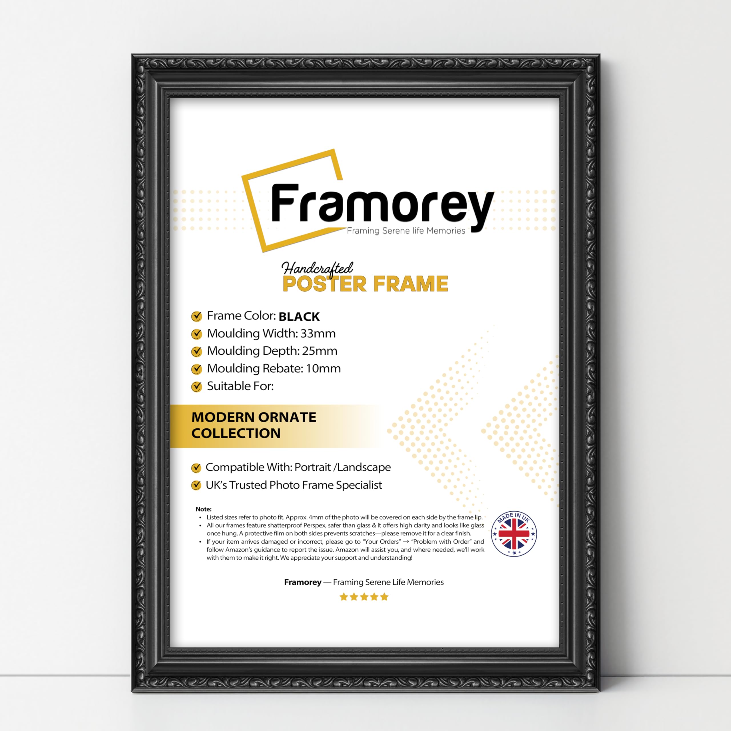 Framorey Framing Serene Life Memories Black Framorey Shabby Chic Antique Style Picture Frame, 18X9 Inch Size Photo Frames, Wall Art Poster Frames, Best Photo Frames For Birthday Gift, Photo Print Frames