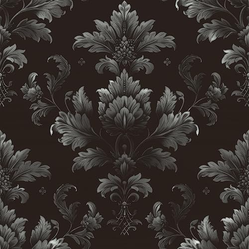 FLFK Peel and Stick Gothic Floral Wallpaper, 16in x 128in, for Walls, Kitchen, Bathroom, Bedroom, Living Room, Dining Room, Office, Home Decor