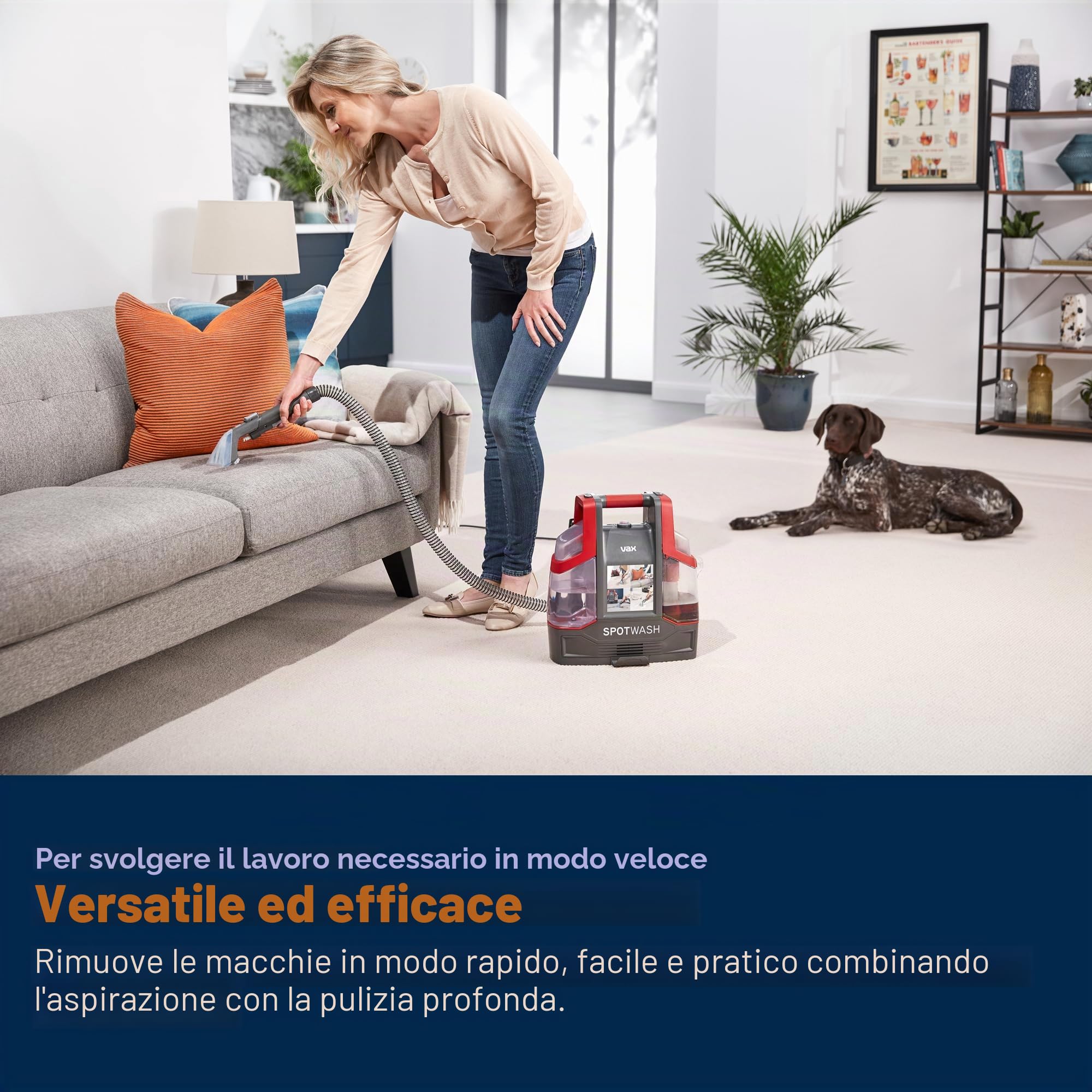Vax SpotWash Spot Cleaner, smacchiatore, auto, tappezzeria, divano e tappeti, design portatile e compatto, soluzione inclusa rimuove fuoriuscite e macchie, rosso, CDCW-CSXS, Without Pet Tool UK