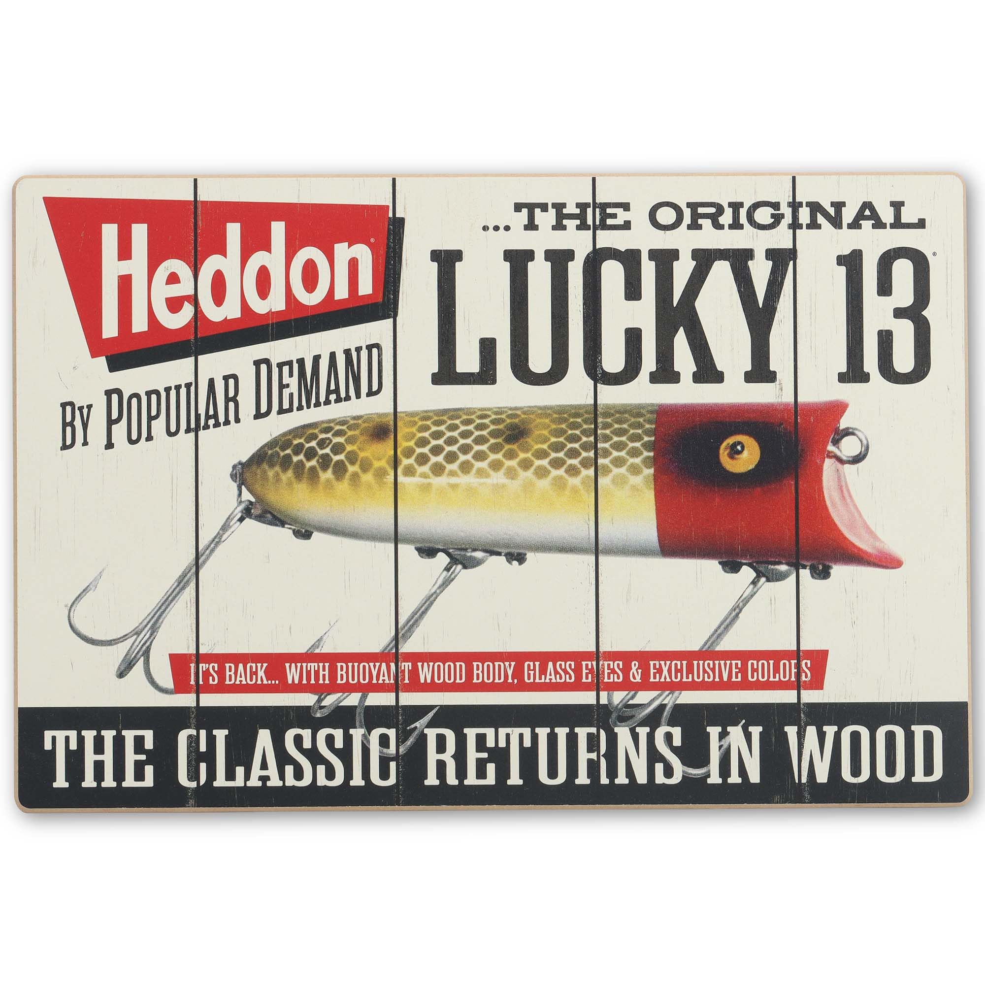 Amazon.com: Heddon Fishing Lure Lucky 13 Wood Wall Decor - Vintage