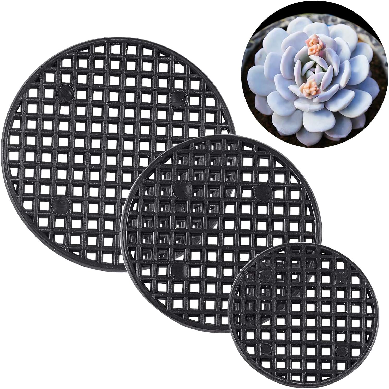 AHANDMAKER Flower Pot Hole Mesh Pad, 200 Pcs 5 Sizes Flower Pots Drainage Mesh Hole Screens