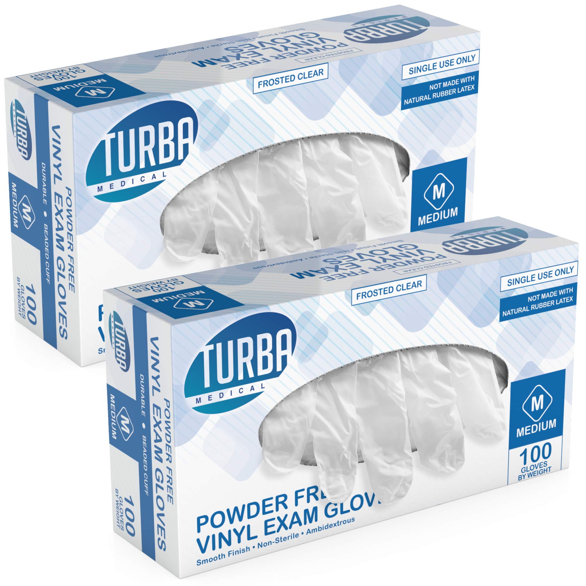 TURBA Clear Latex-Free Disposable Gloves - Single-Use Powder-Free Vinyl Gloves – Non-Latex Gloves for Cooking & Cleaning