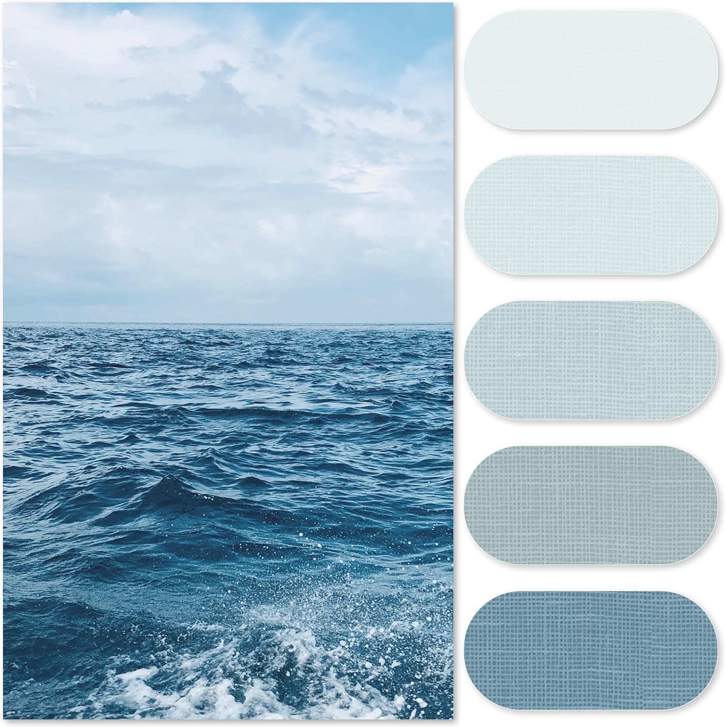 jinchan Ombre Ocean Blue Striped Shower Curtain Waterproof Fabric Shower Curtains for Bathroom Gradual Color Minimalist Design Modern Neutral with 12 Hooks 70x72 Inches